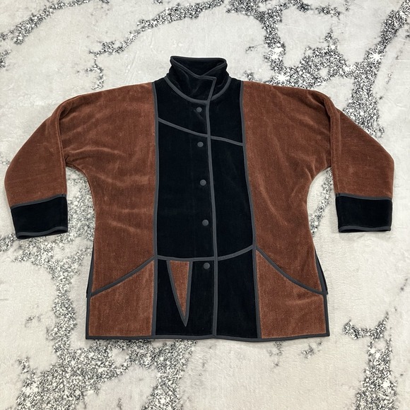 Annikki Karvinen Jackets & Blazers - Vintage Annikki Karvinen Finland Brown Black Cotton Snap Jacket Womens S